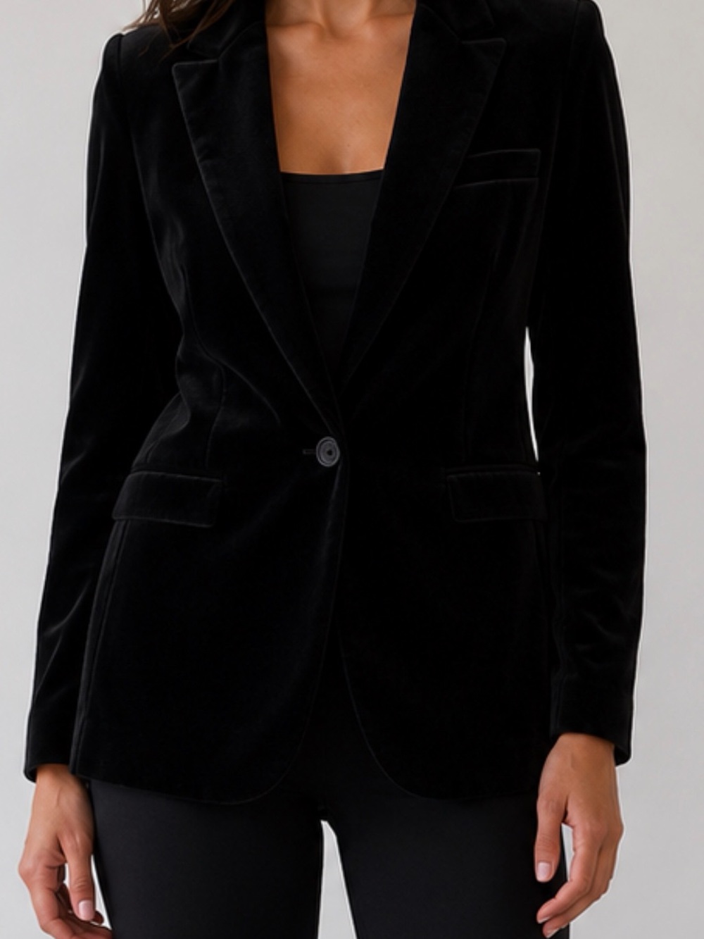 Ralph Lauren Black Velvet Single-Button Blazer